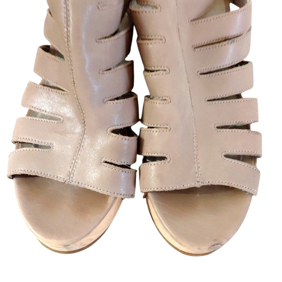 Eileen Fisher Lotus Strappy Leather Cut Out Wedge Sandals Size 8 - Picture 4 of 11